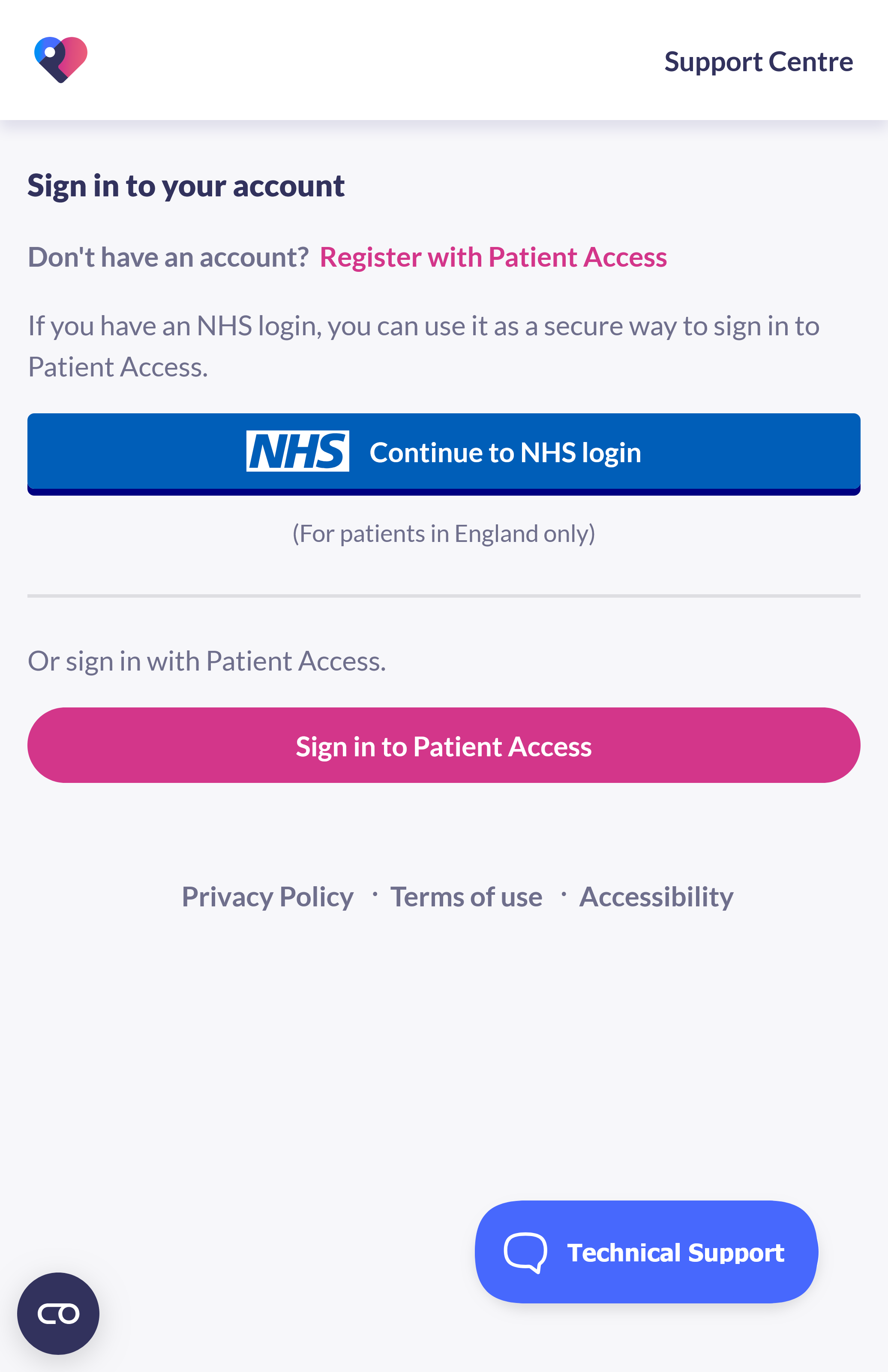 PATCHs Login Screen